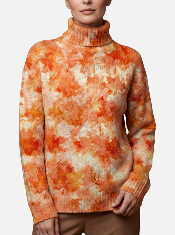 Laura - Autumn Leaf Roll Neck Jumper