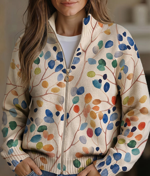 Clara - Autumn Leaf Zip Cardigan