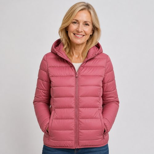 Stephanie - Pink Hooded Puffer Jacket