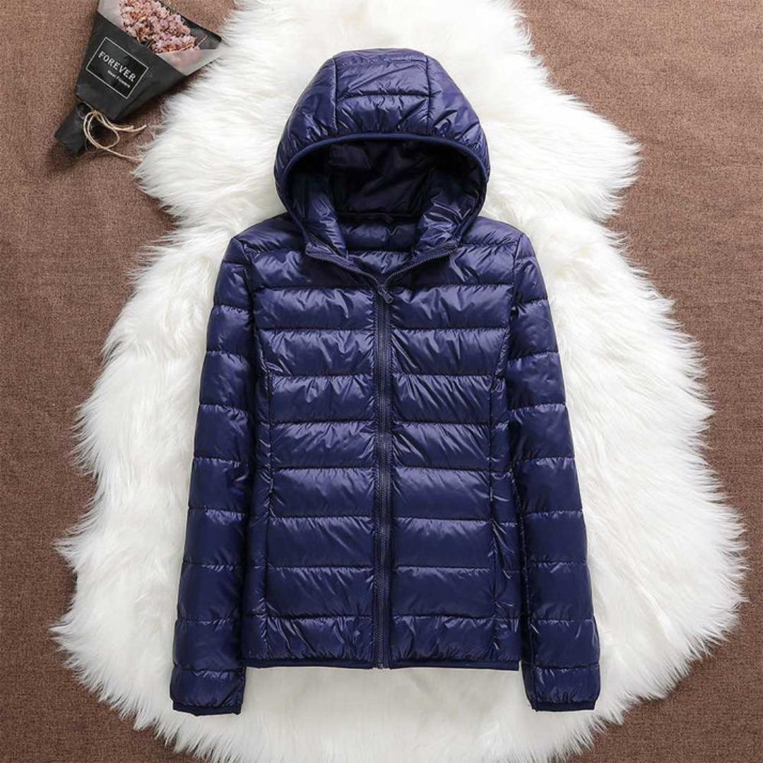 Alison - Navy Hooded Puffer Jacket