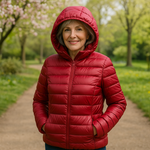 Fiona - Dark Red Hooded Puffer Jacket