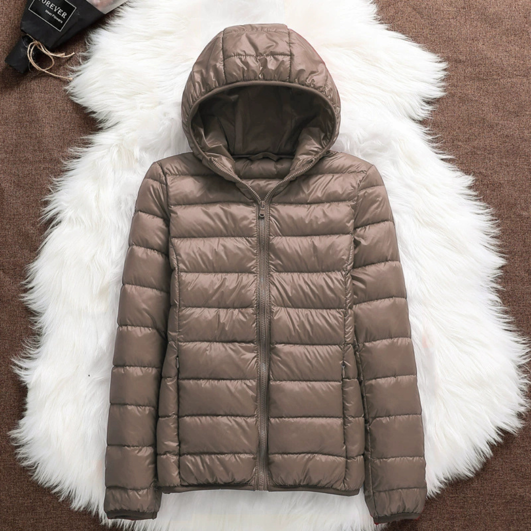 Grace - Champagne Hooded Puffer Jacket