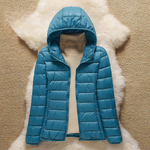 Chloe - Sea Blue Hooded Puffer Jacket