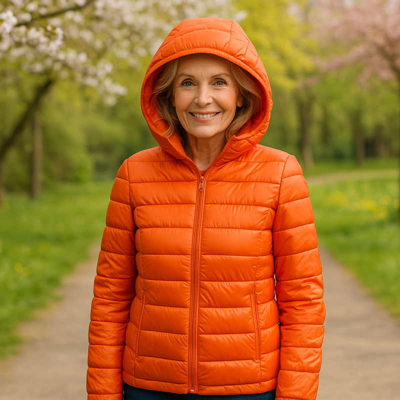 Ruth - Orange Hooded Puffer Jacket