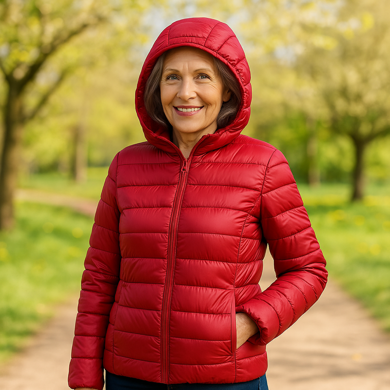 Wendy - Red Hooded Puffer Jacket