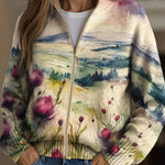 Victoria - Watercolour Art Zip Cardigan