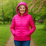 Abigail - Bright Pink Hooded Puffer Jacket