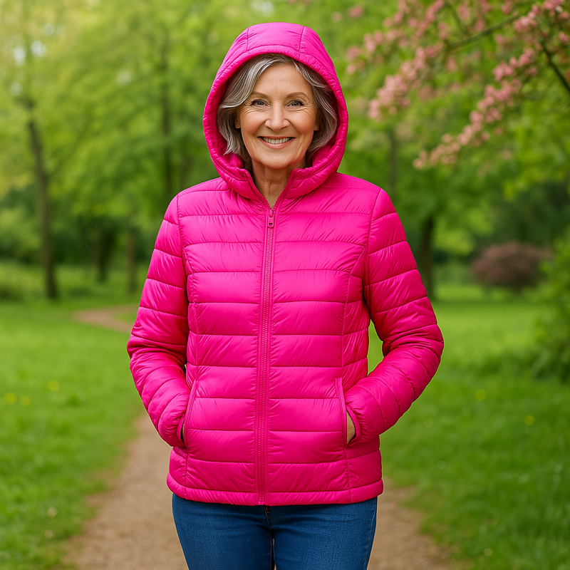Abigail - Bright Pink Hooded Puffer Jacket