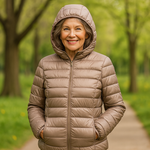 Grace - Champagne Hooded Puffer Jacket