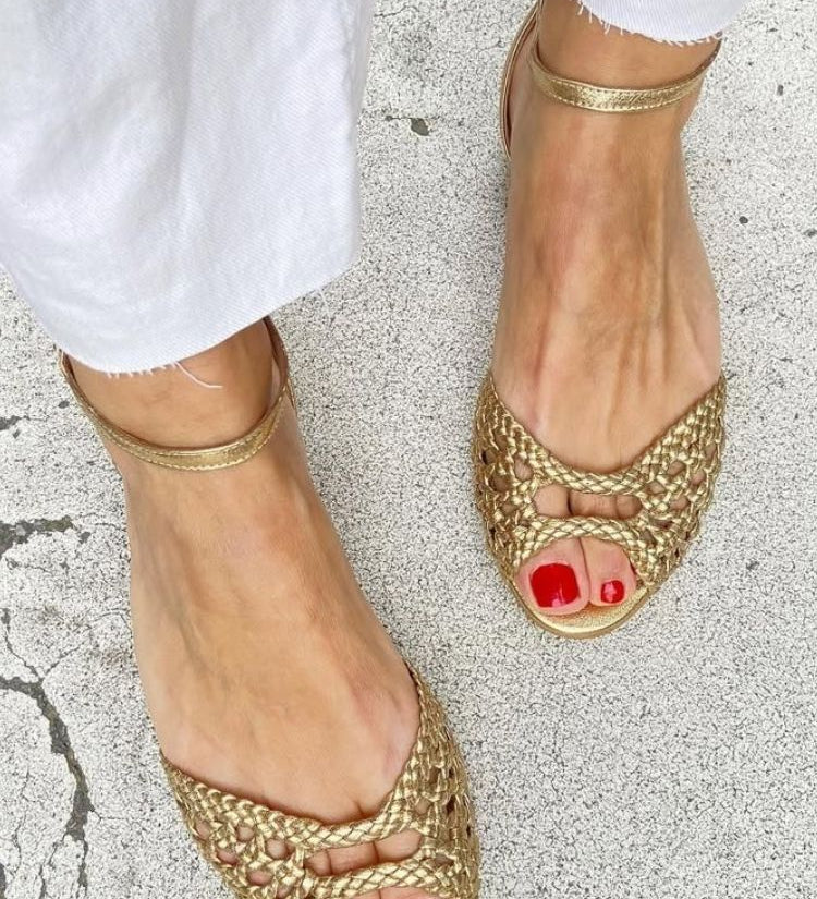 Charlotte - Braided Gold Sandals