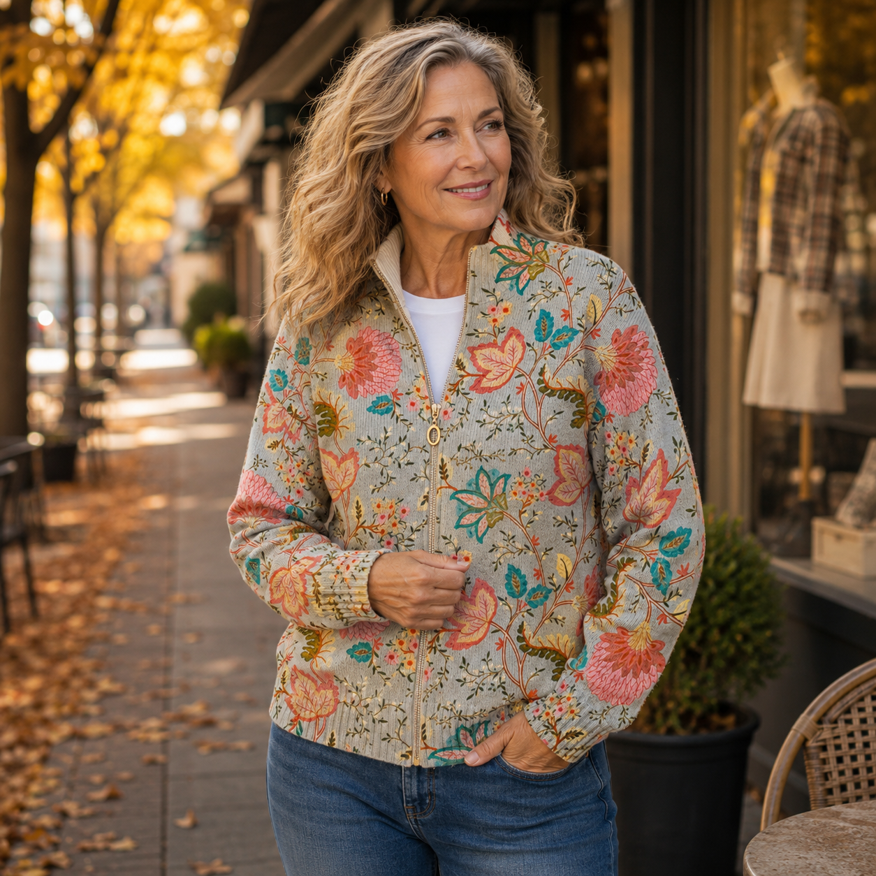 Beatrice - Floral Garden Zip Cardigan