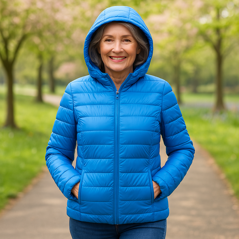 Kirsty - Sky Blue Hooded Puffer Jacket