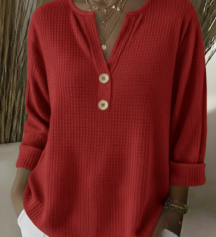 Rachel - Textured Jumper with Buttons