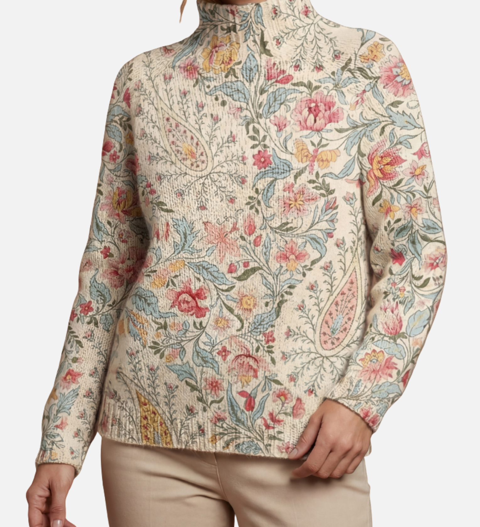 Lisa - Vintage Paisley Roll Neck Jumper