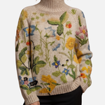Nicola - Painted Floral Roll Neck Jumper