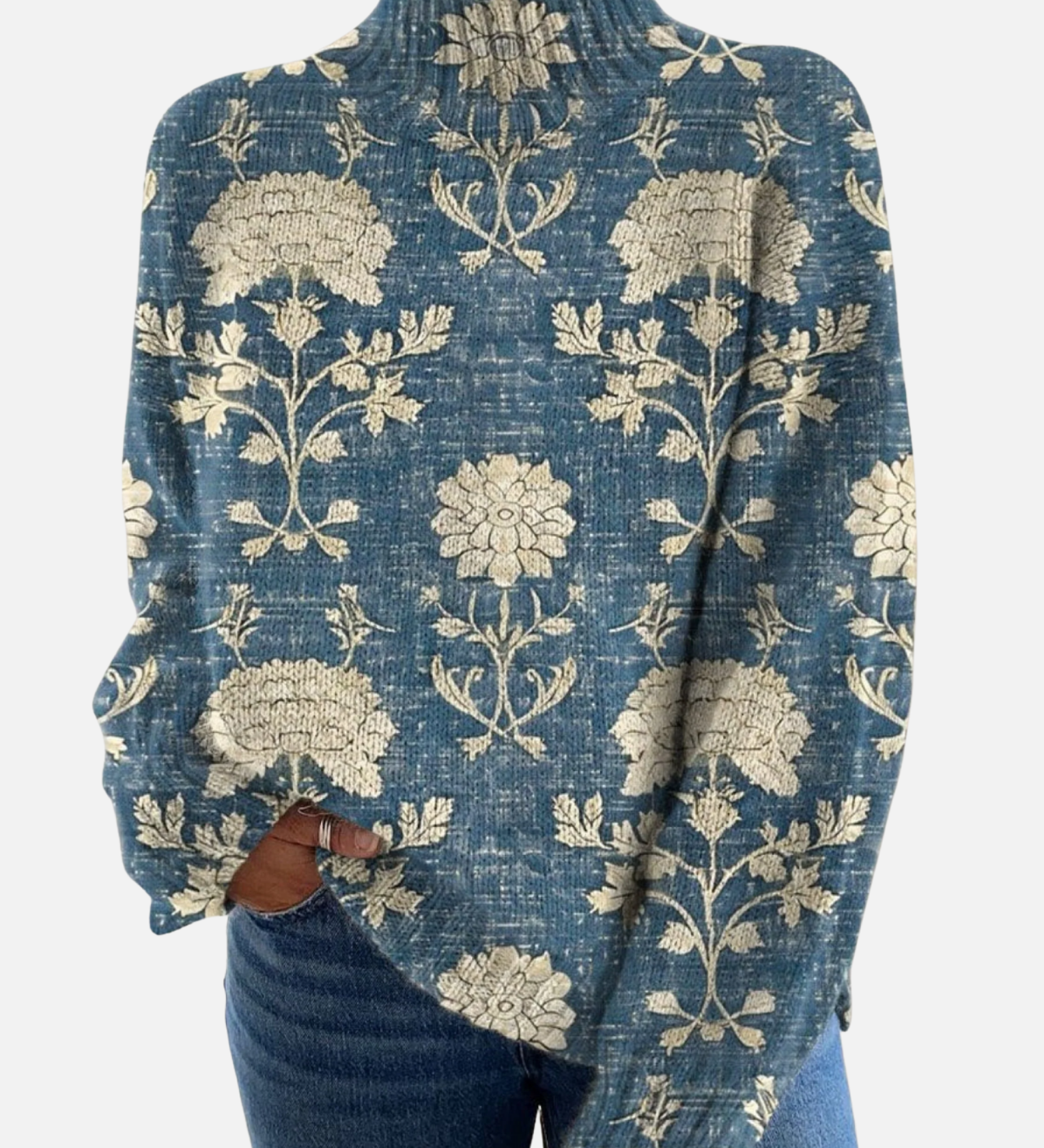 Charlotte - Classic Botanical Roll Neck Jumper