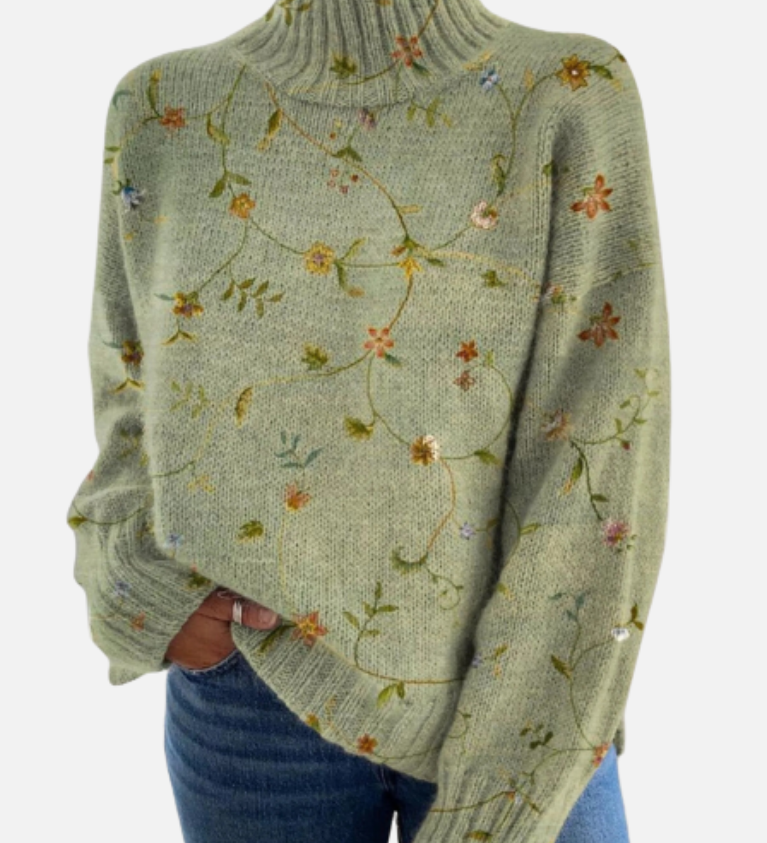 Elizabeth - Wildflower Roll Neck Jumper