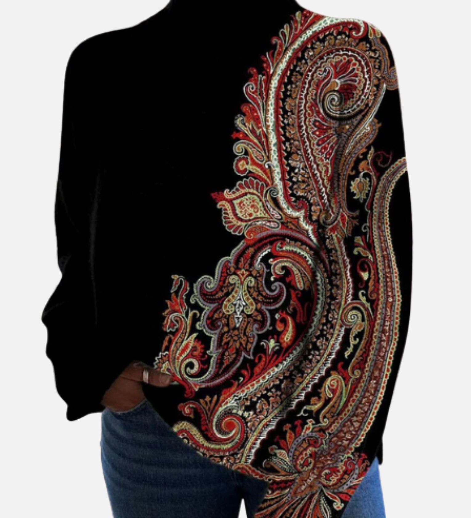 Katherine - Ornamental Paisley Roll Neck Jumper