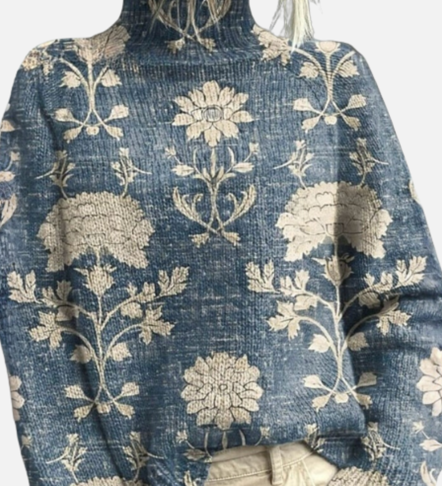 Joanne - Botanical Blue Roll Neck Jumper