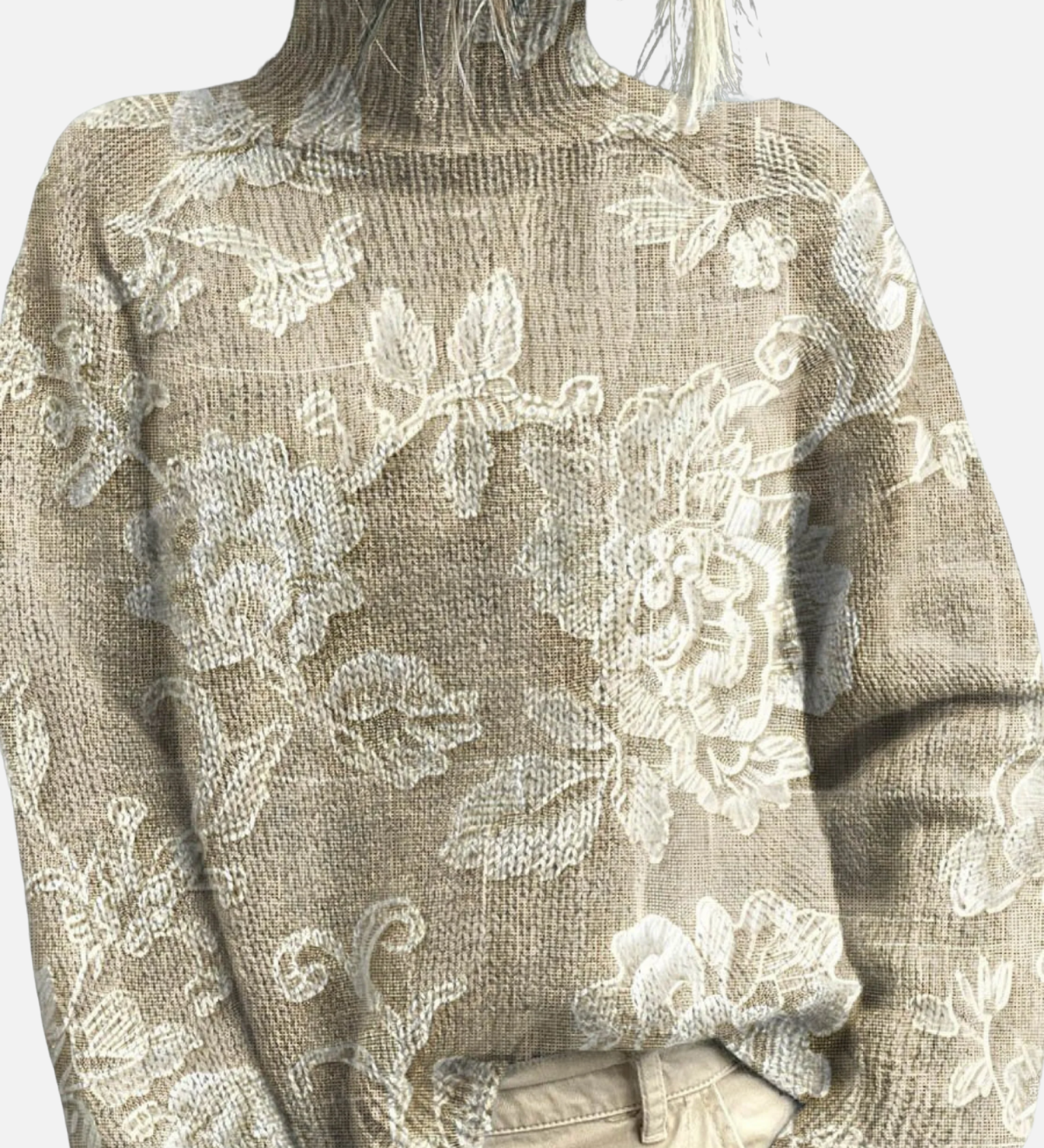 Kelly - Floral Embroidered Roll Neck Jumper