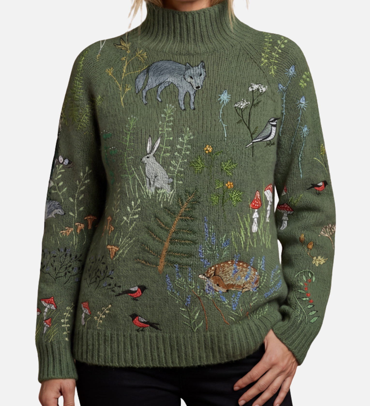 Claire - Woodland Roll Neck Jumper