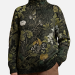 Victoria - Botanical Green Roll Neck Jumper