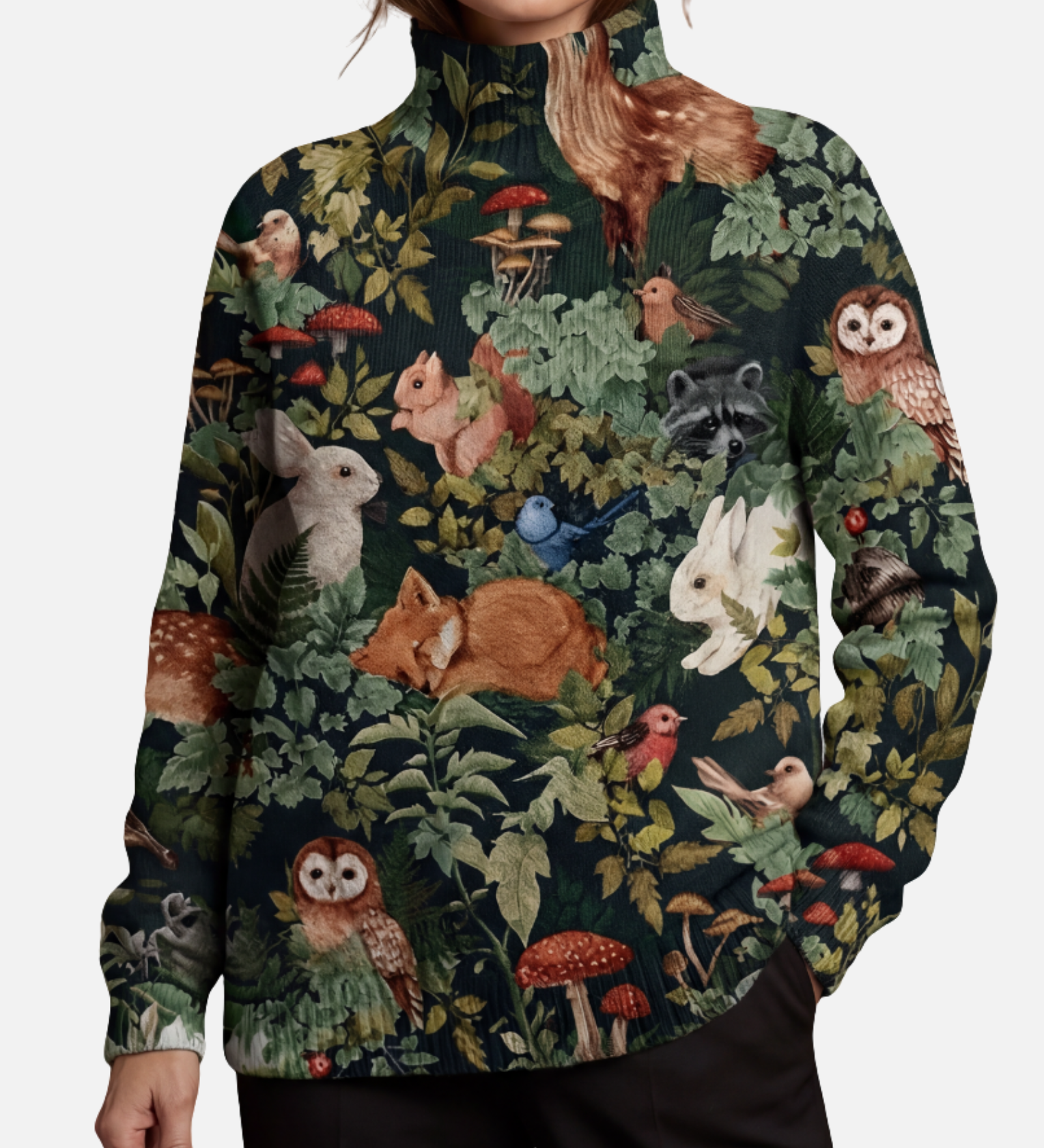 Rachel - Night Forest Roll Neck Jumper
