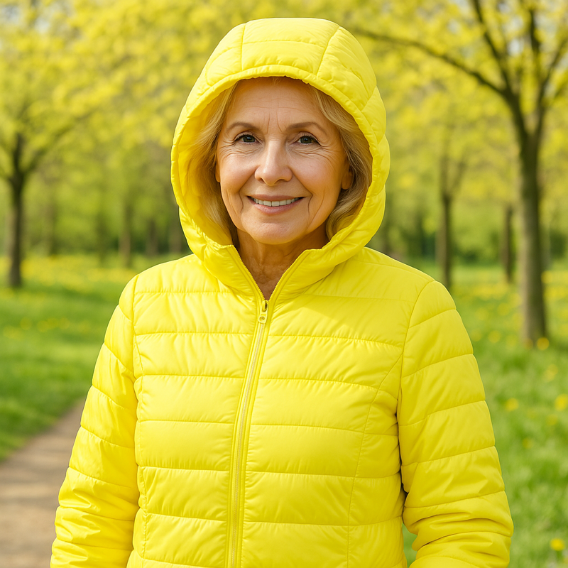 Paula - Yellow Hooded Puffer Jacket