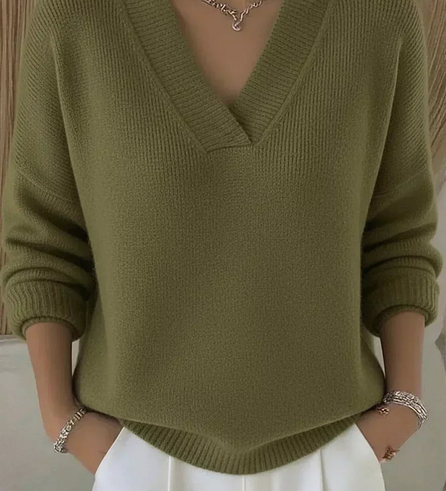 Elizabeth - Deep V-Neck Jumper