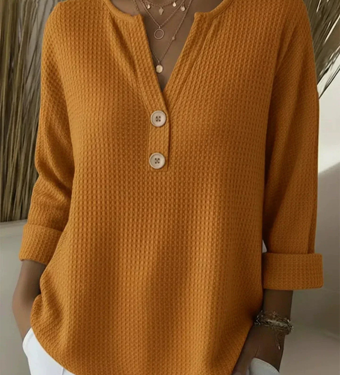 Rachel - Textured Jumper with Buttons