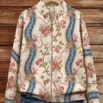 Georgia - Floral Border Zip Cardigan