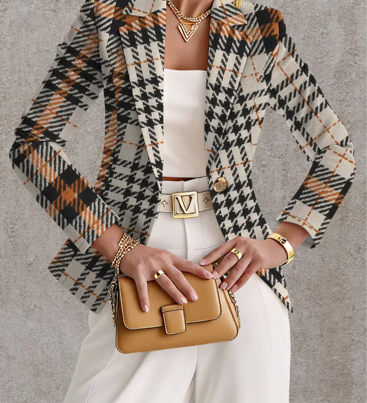 Michelle - Houndstooth Blazer