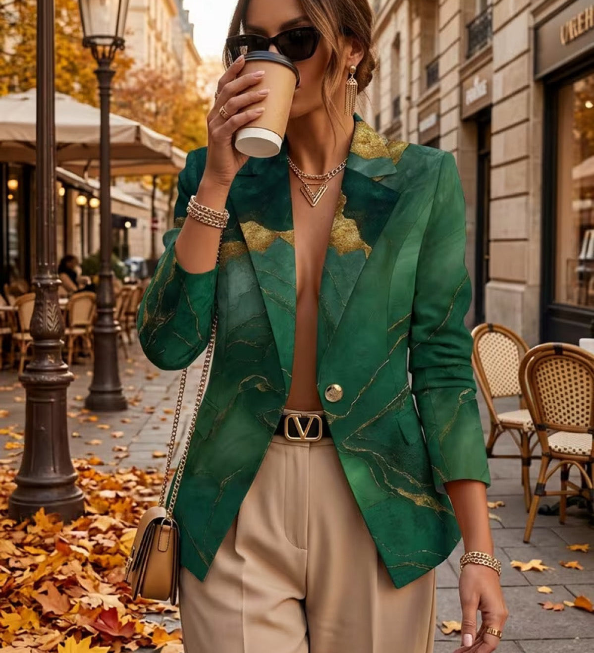 Sarah - Emerald Marble Blazer