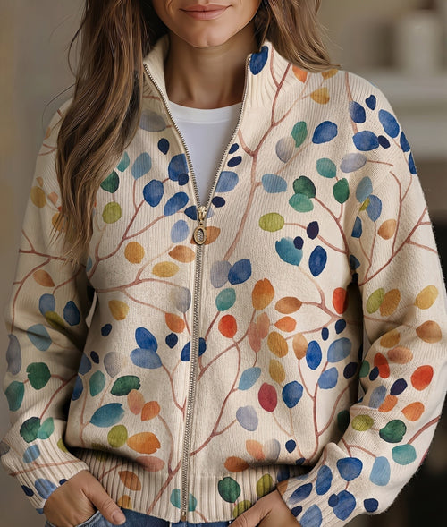 Clara - Autumn Leaf Zip Cardigan