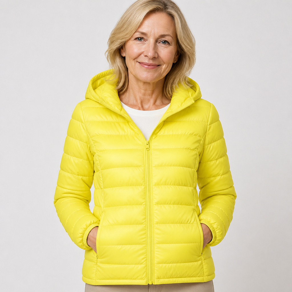 Paula - Yellow Hooded Puffer Jacket