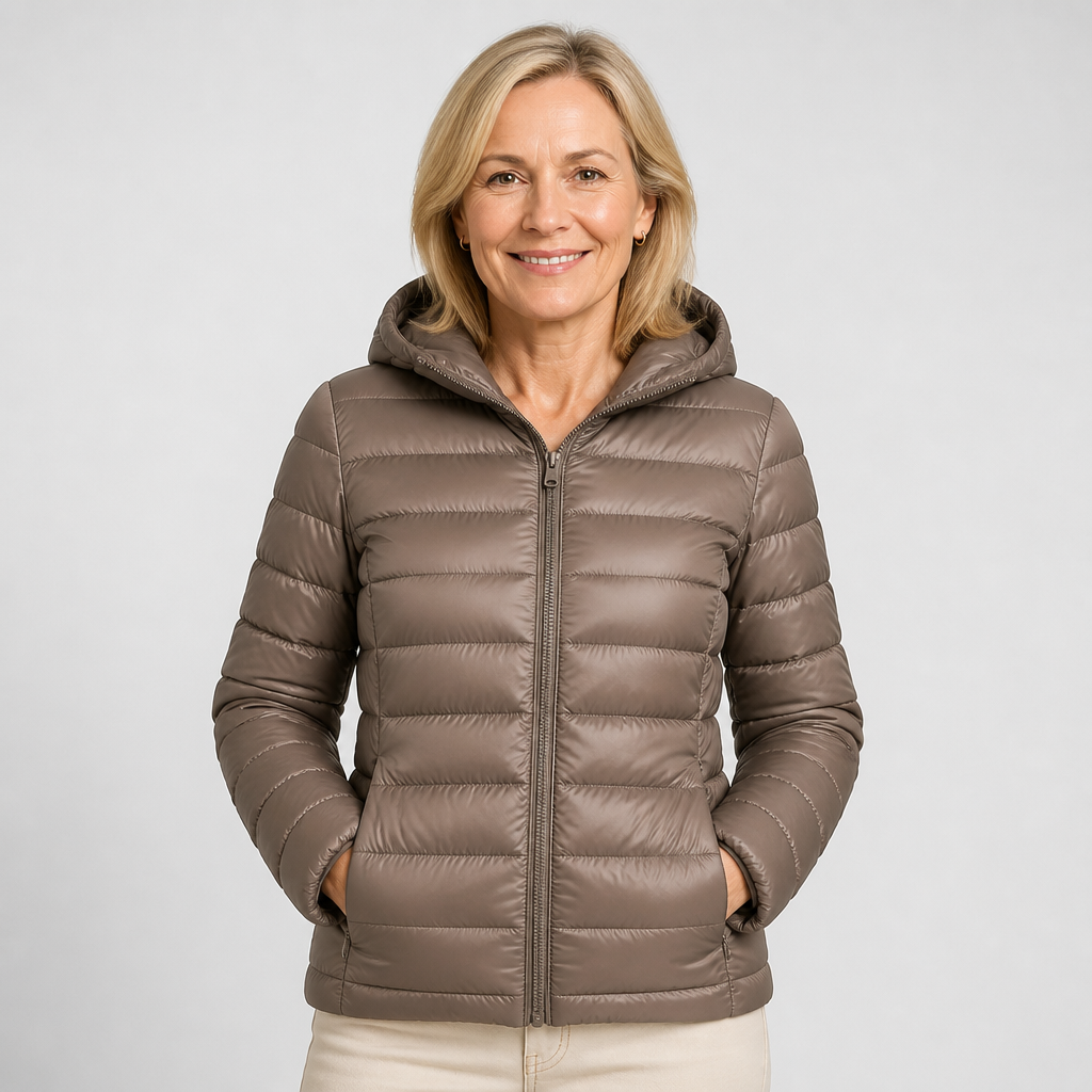 Grace - Champagne Hooded Puffer Jacket