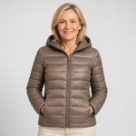 Grace - Champagne Hooded Puffer Jacket