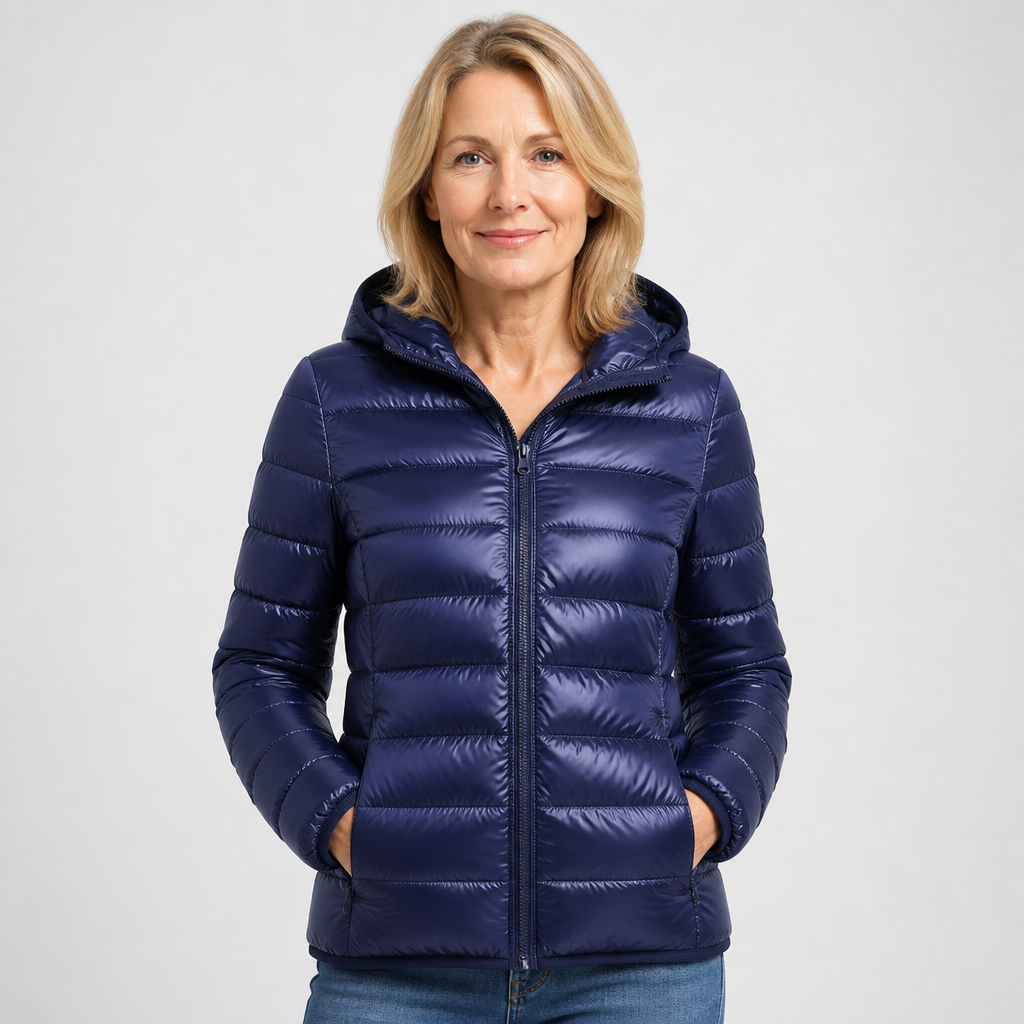 Alison - Navy Hooded Puffer Jacket