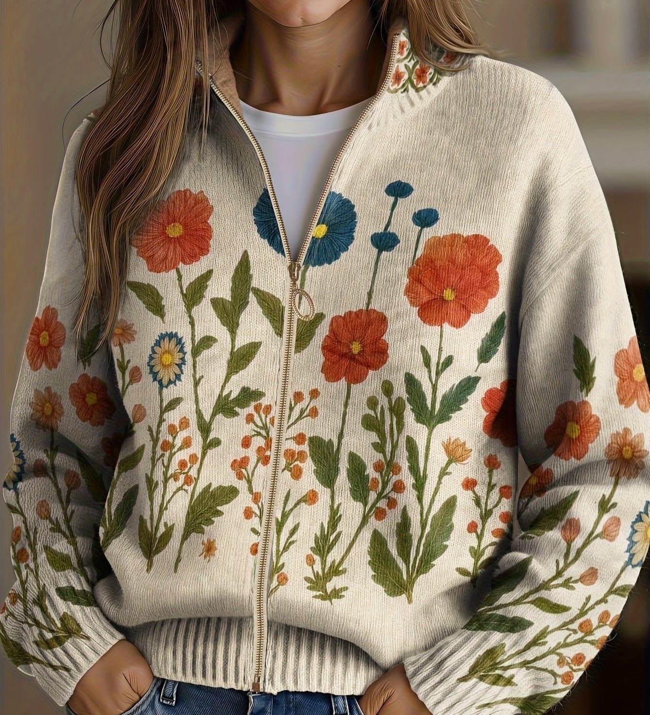 Eleanor - Wildflower Meadow Zip Cardigan