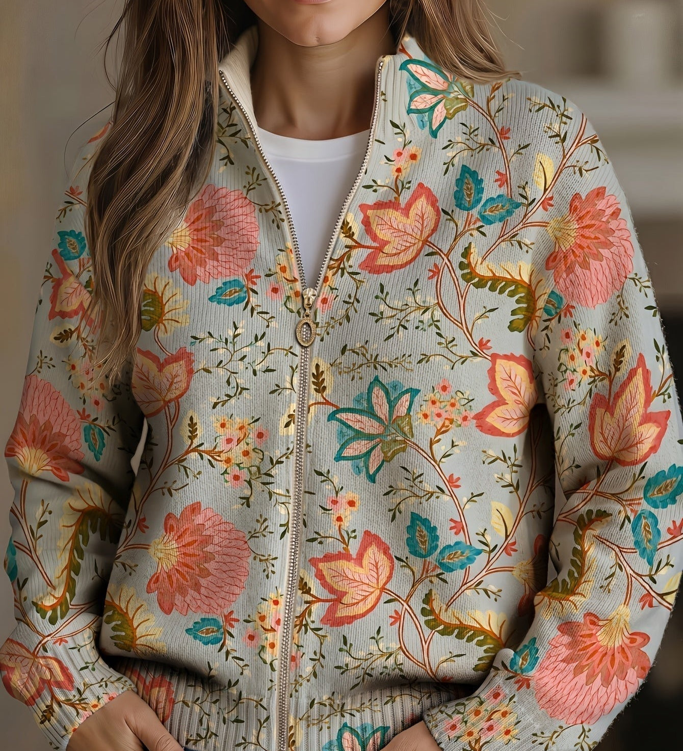Beatrice - Floral Garden Zip Cardigan
